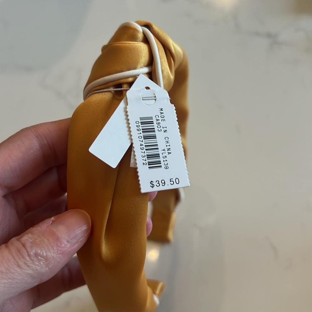 J Crew Elegant Gold Satin knotted Headband NWT - Picture 4 of 4